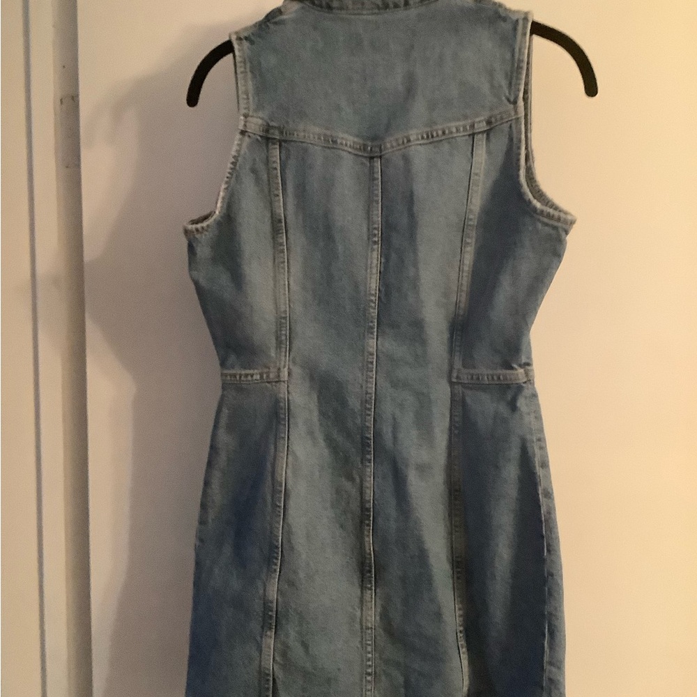 Zara Light Blue Denim Sleeveless Zip-Front Dress - Picture 2 of 2